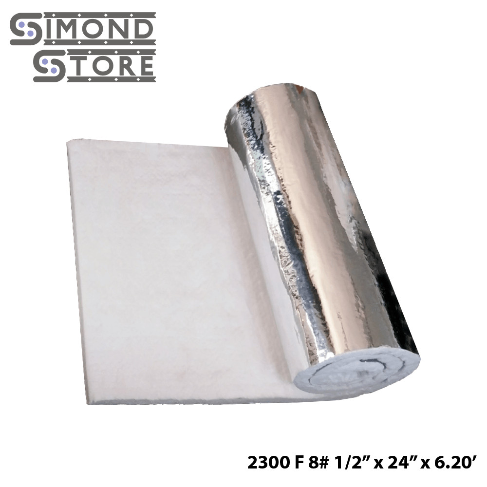 1/2″ Aluminium Foil Faced Ceramic Fiber Blanket Insulation 8# 2300F 24″ X 6.20′