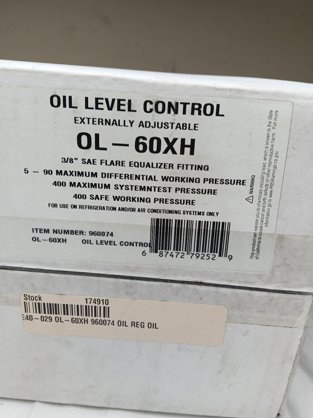OL-60XH Refrigeration Oil Level Control 5 To 90 PSI