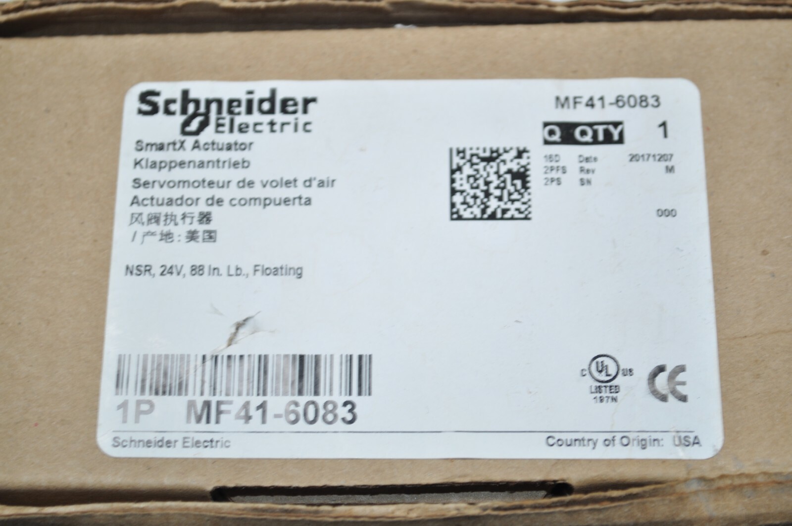 NEW Invensys Schneider Electric Damper Actuator Smartx Floating KIT # MF41-6083