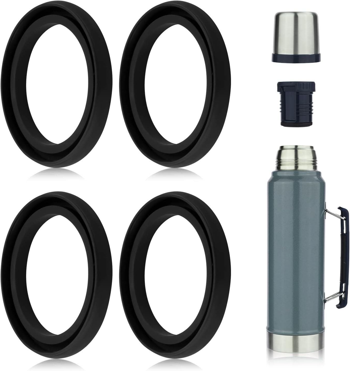 4pcs Silicone Replacement Gaskets Classic for Stanley, Silicone Seal Gasket for