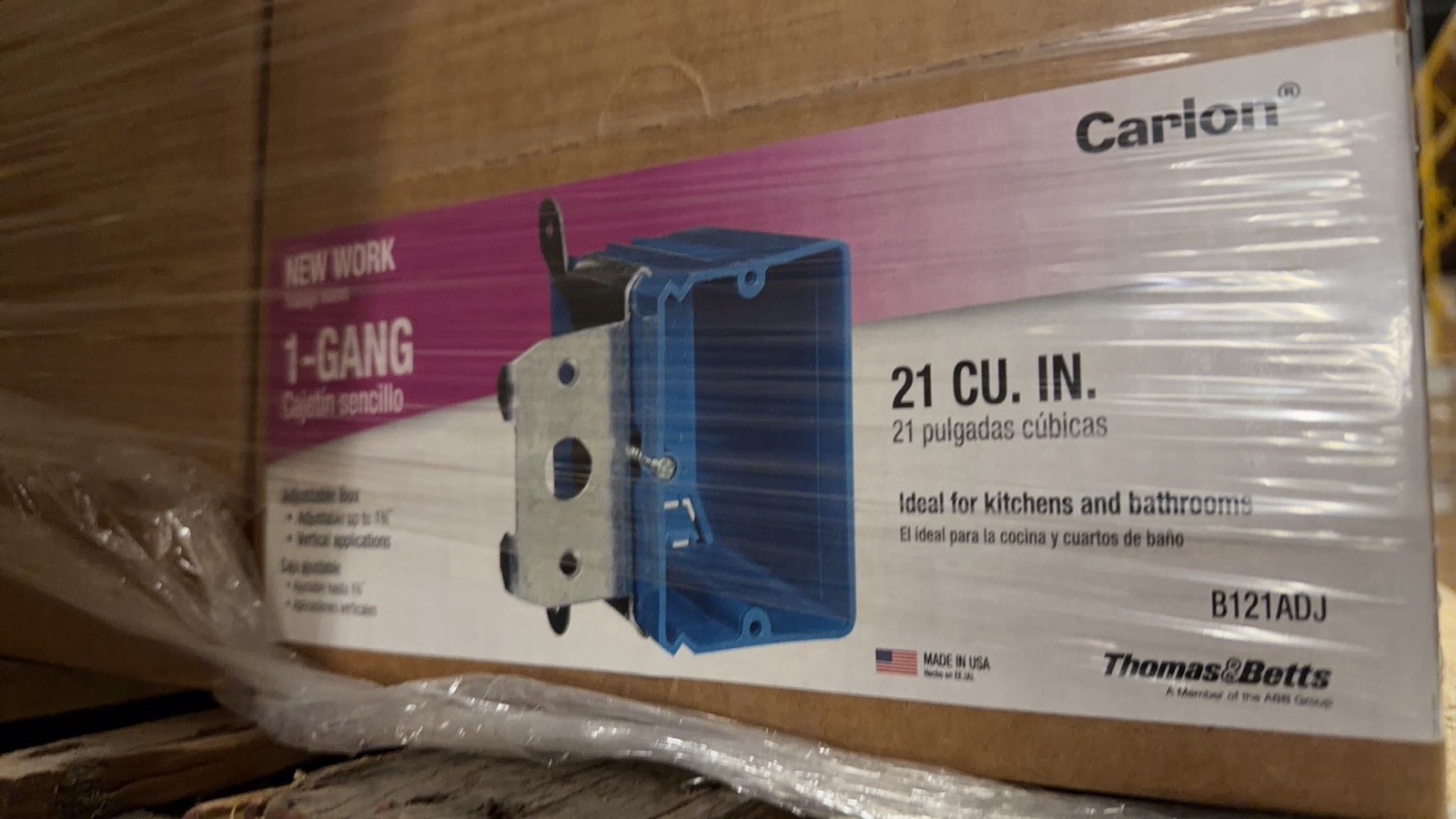 Carlon B121ADJ NonMetallic Wall Box & Adjustable Bracket 1Gang 21cu” (lot of 24)