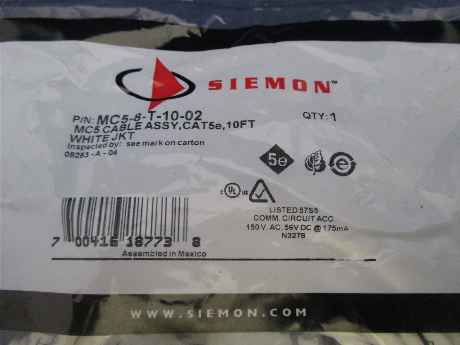 Siemon MC5-8-T-10-02 Cable Assy CAT5e