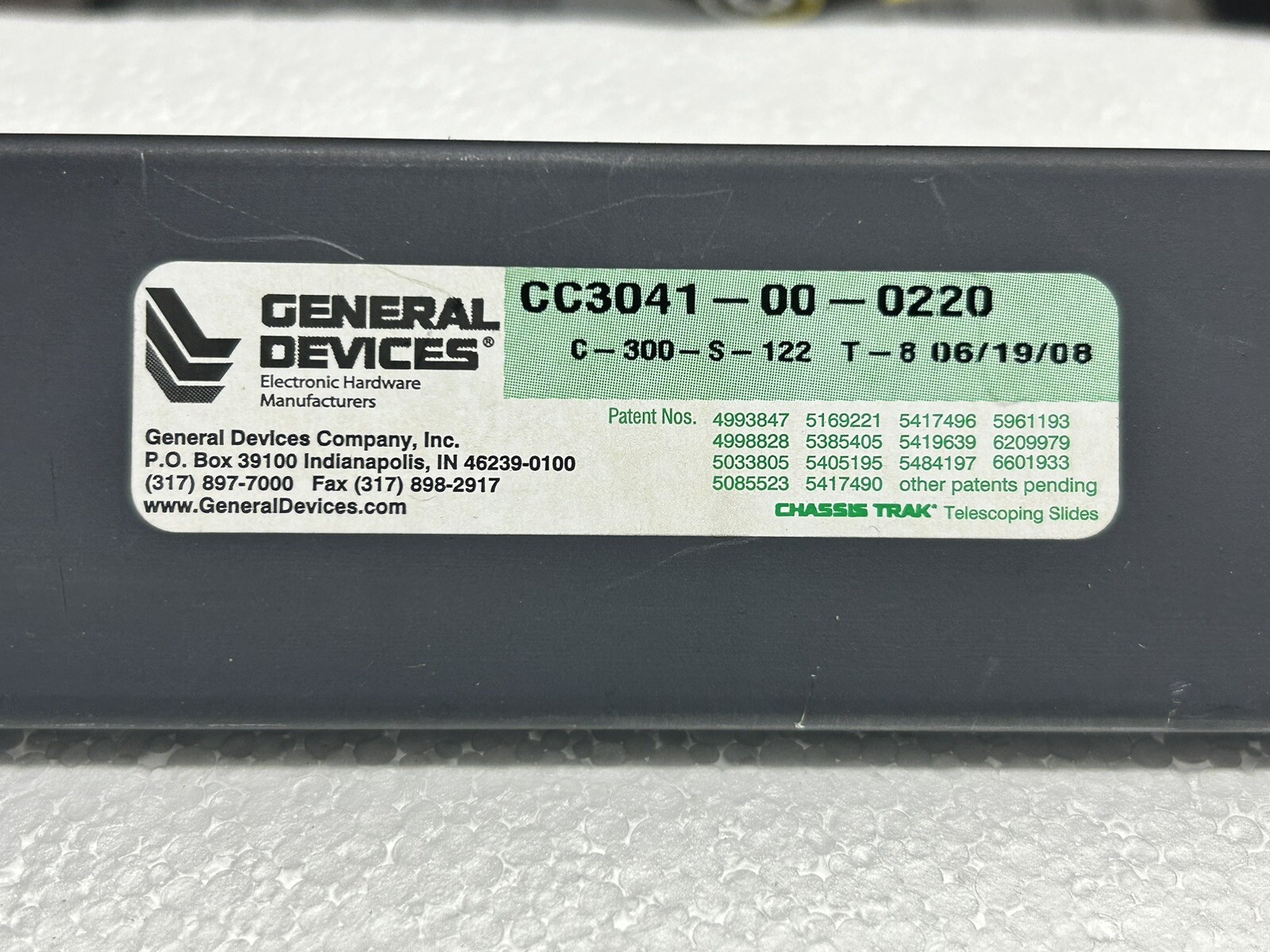 (1-Pair) GENERAL DEVICES CC3041-00-0220 Telescoping Rails_22” + 21” Extension