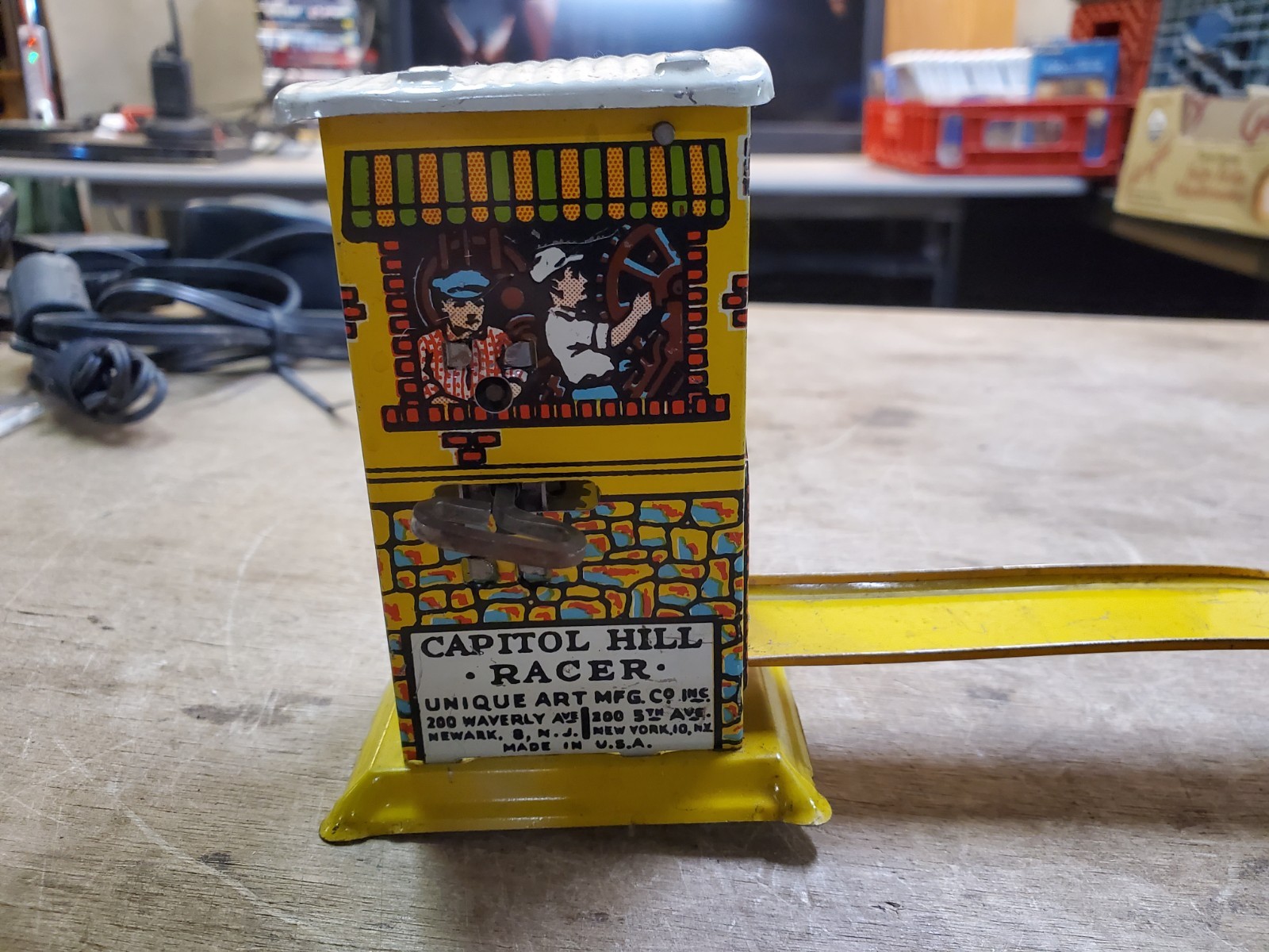 Vintage 1930s Unique Art Capitol Hill Racer Wind-Up Tin Litho Toy for Parts