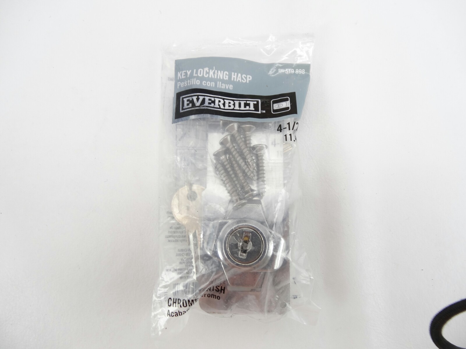 Everbilt 4-1/2 Key Locking Hasp Chrome Finish 2 Keys New in Package