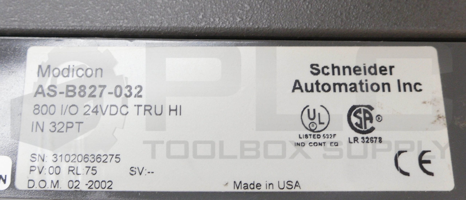 LOT OF 2 SCHNEIDER AUTOMATION MODICON AS-B827-032 DISCRETE INPUT MODULE
