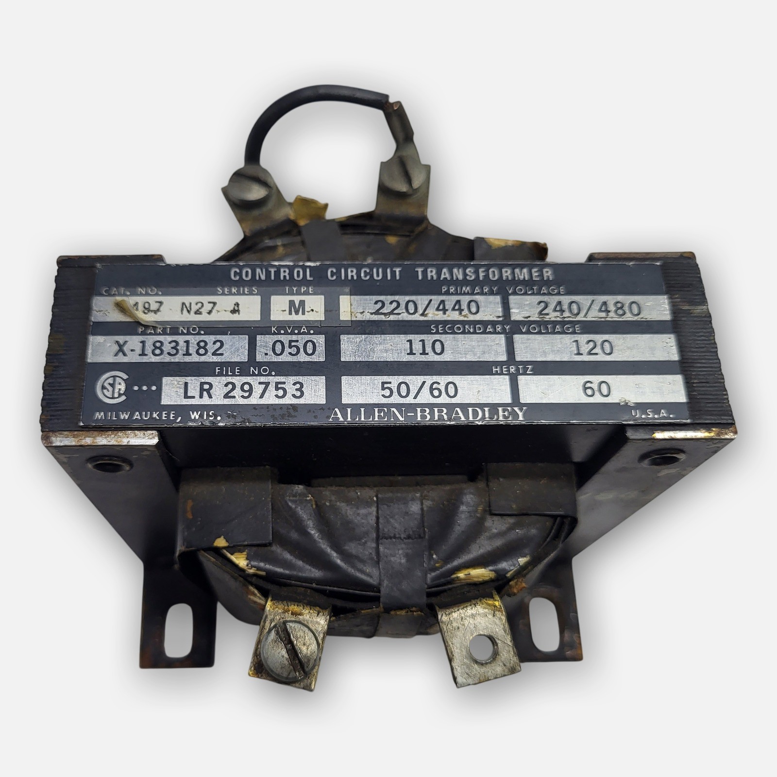 ALLEN BRADLEY 1497-N2 /A CONTROL CIRCUIT TRANSFORMER .05OKVA, X-183182