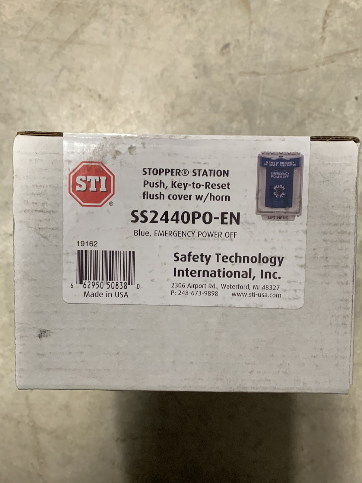 Safety Technology International SS2440PO-EN Emergency Power Off Push – Blue