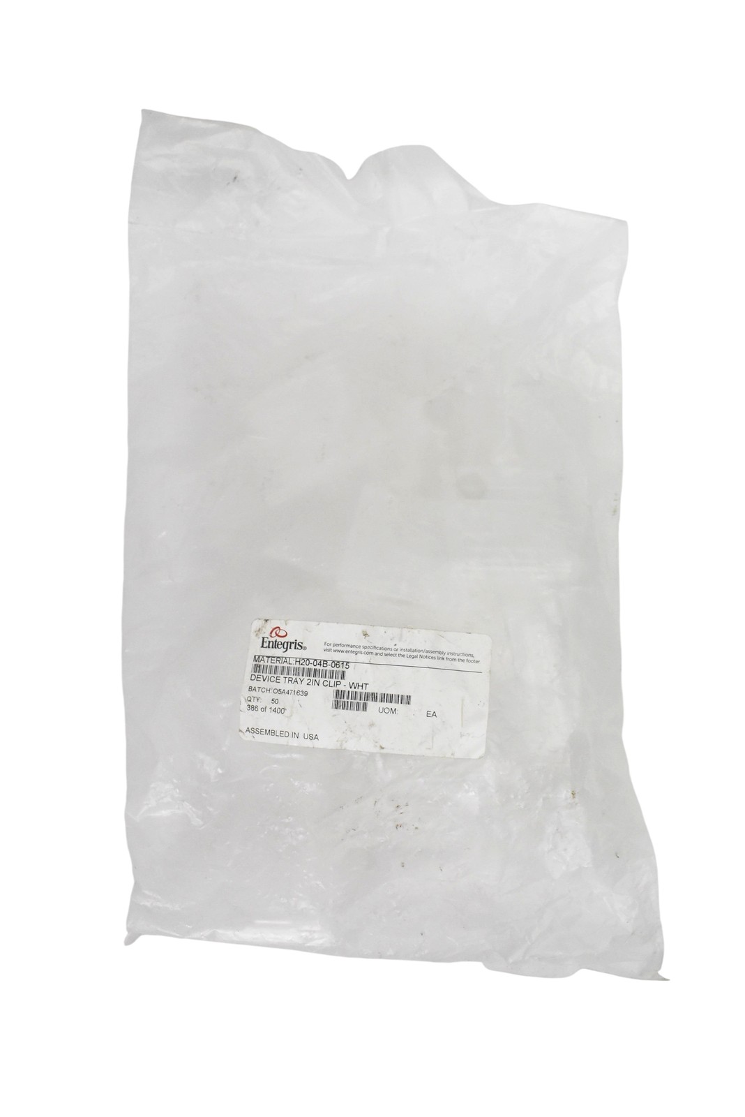 Entegris Device Tray 2″ Clip H20-04B-0615 White Made In United States 50 Piece