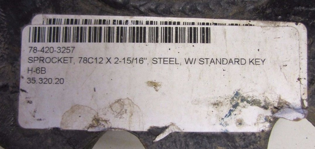 MARTIN 78C12 X 2-15/16″ STEEL 12 TOOTH 10-7/8″ O.D. 2-15/16″ BORE SPROCKET NEW