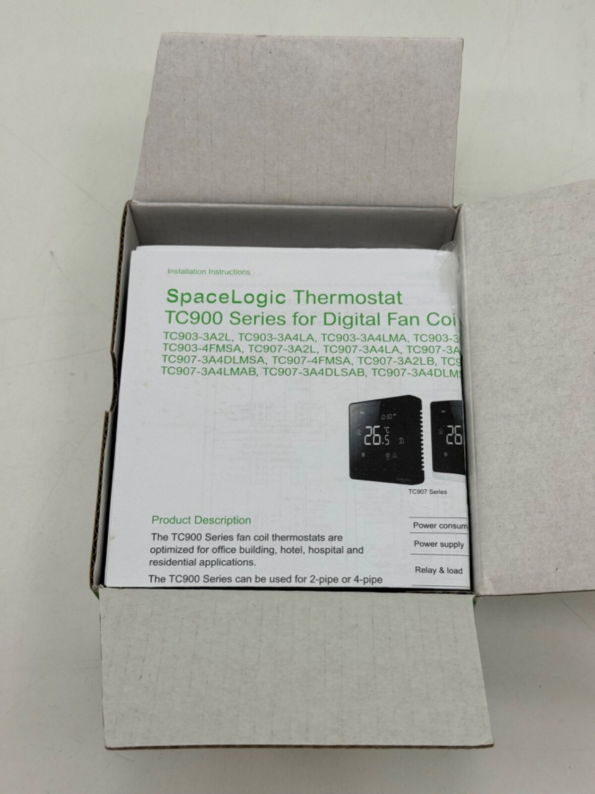 SCHNEIDER TC907-3A4LAB SPACELOGIC THERMOSTAT FCU TOUCH 4P 240V BLACK