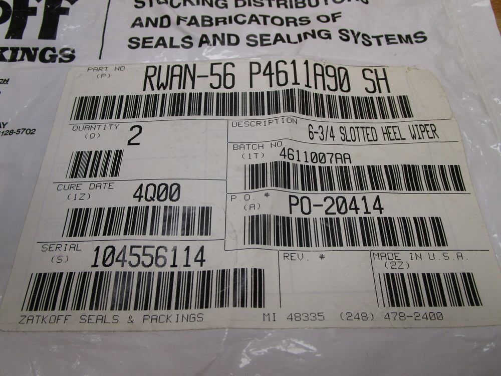 Zatkoff RWAN-56 P4611A90 SH 6-3/4″ Wiper RWAN56P4611A90SH (Pack of 2)
