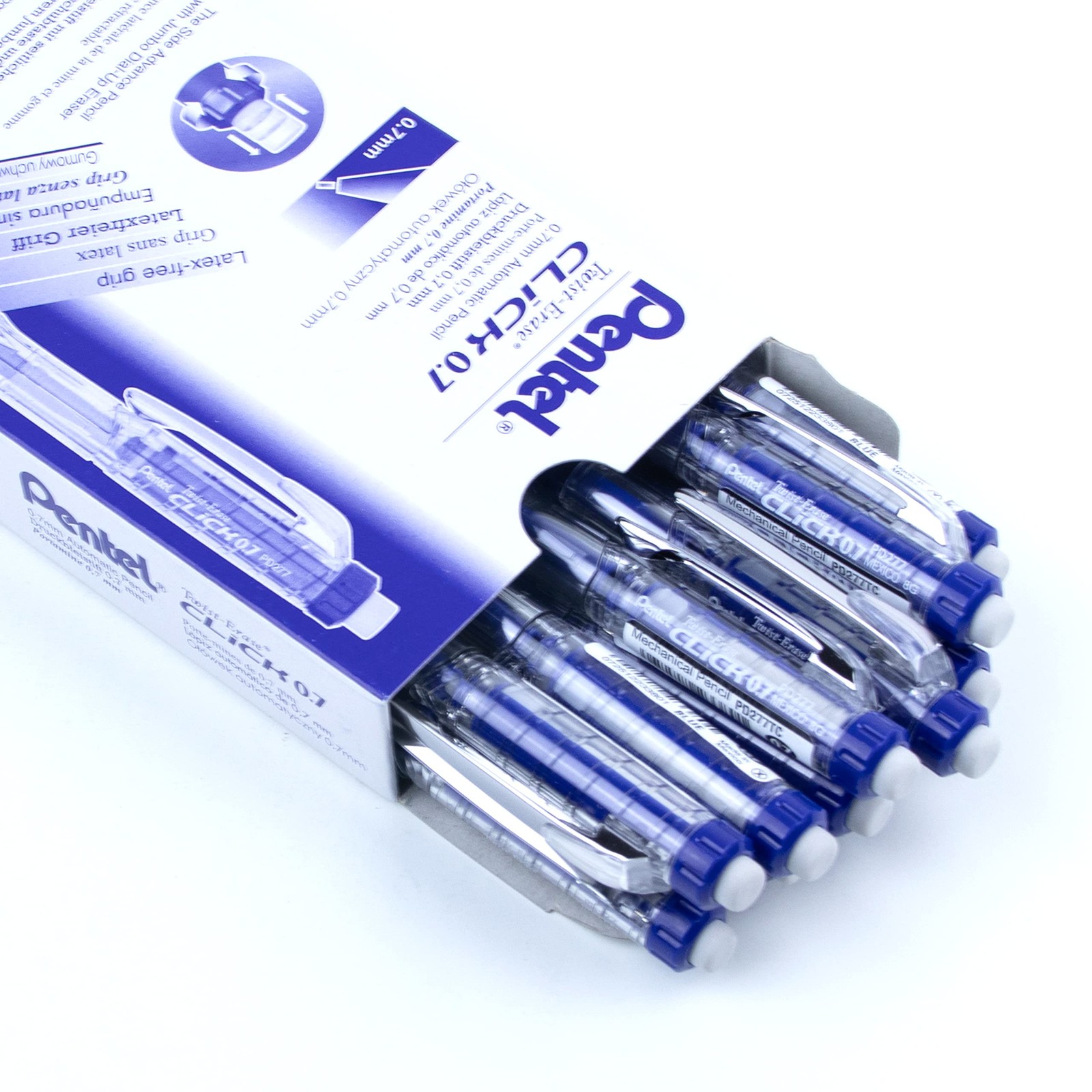 Pentel Twist-Erase Click Mechanical Pencil 0.7mm Assorted Colors 12-Pack