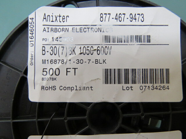 Anixter M16878/1-30-7 Qty of 2500 per Lot ThermoThin 600 V Hook-Up Wire 30awg B