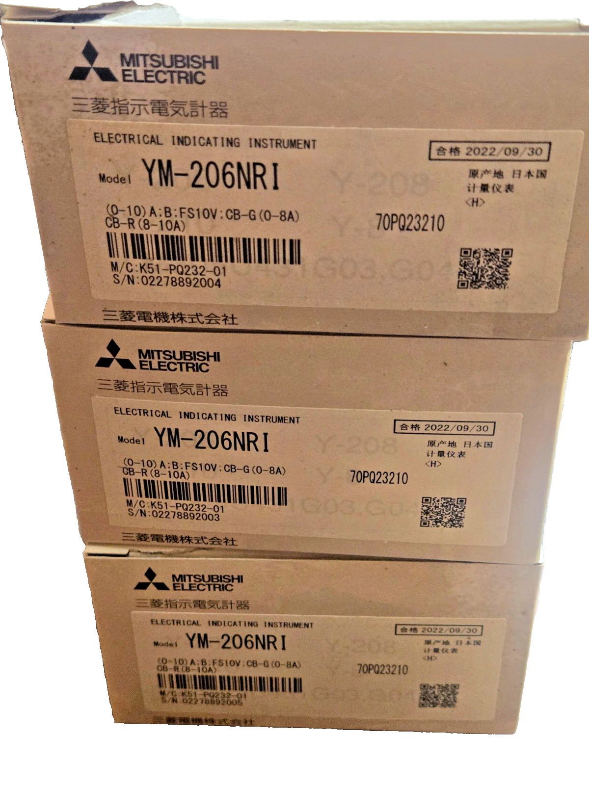 Mitsubishi YM-206NRI Panel Meter Gauge 0-30 Minutes Min LOT OF 3 NEW