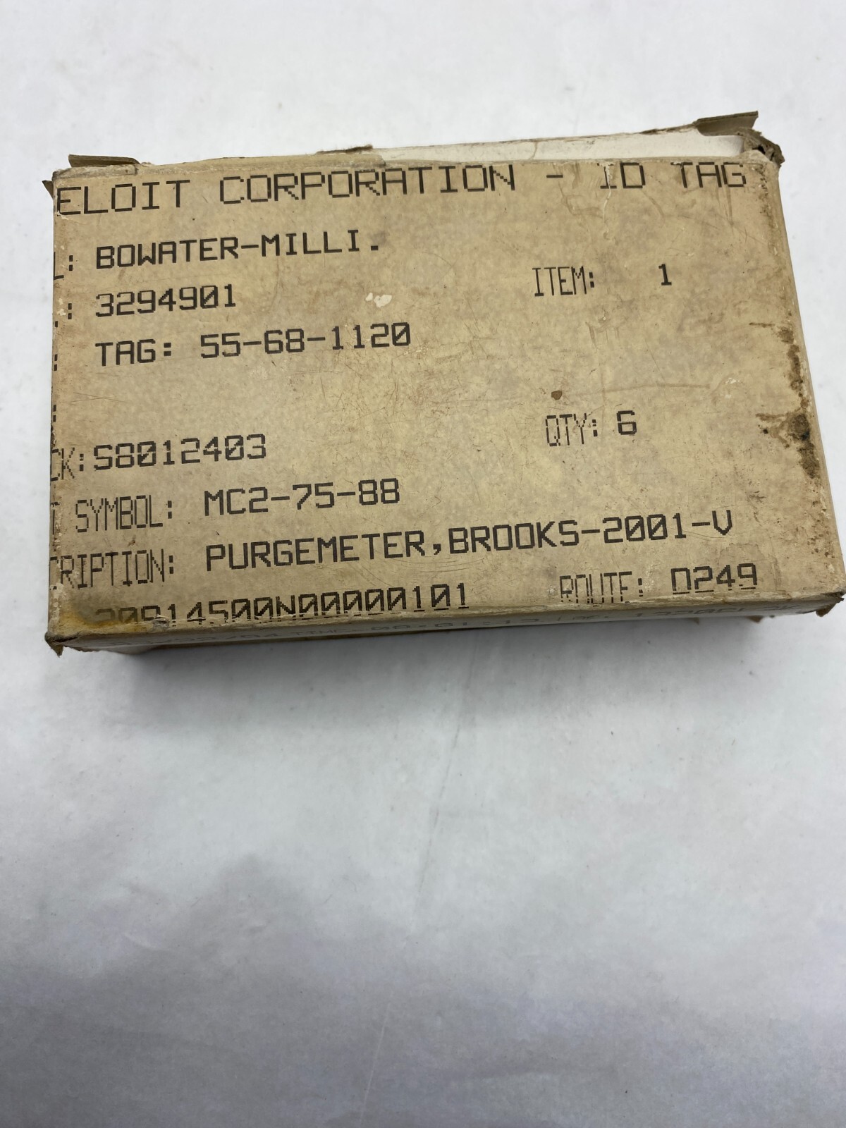 PURGEMETER, BROOKS-2001-V, WATER FLOWMETER, GPH WATER MC2-75-88 🎯