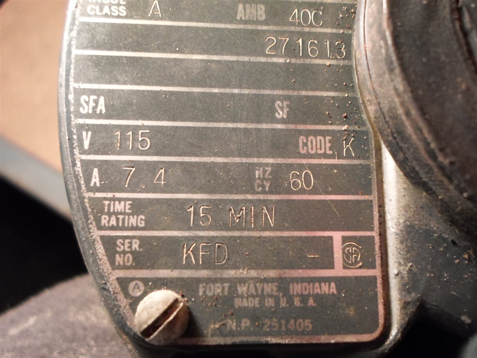 GE 5KC36MG 563X Motor 1/2 HP, 48 FR, 1725 RPM, 1 Phase, 115 V, 7.4 Amp, 60 HZ
