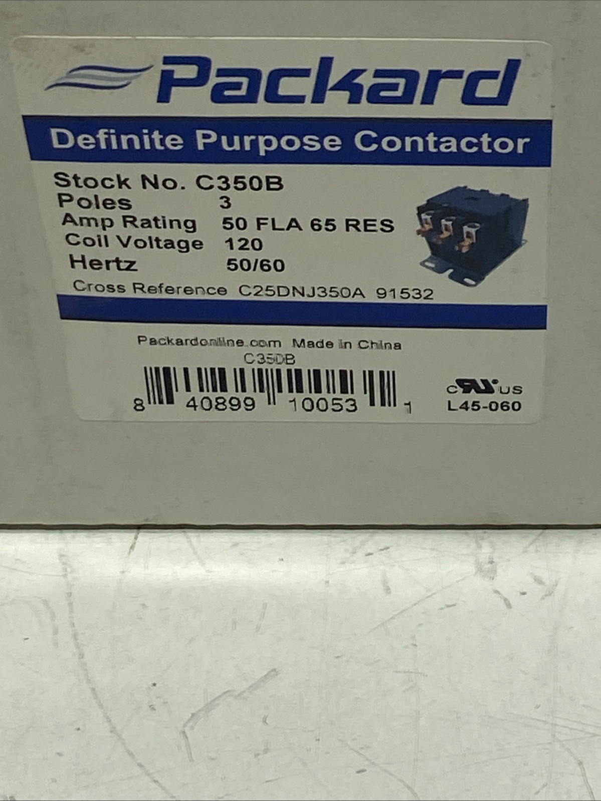 Packard C350B 3 Pole 50A 120V Contactor