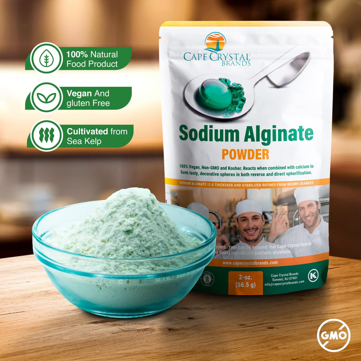 Sodium Alginate 100% Food Grade | Natural Thickening Powder & Gelling Agent for