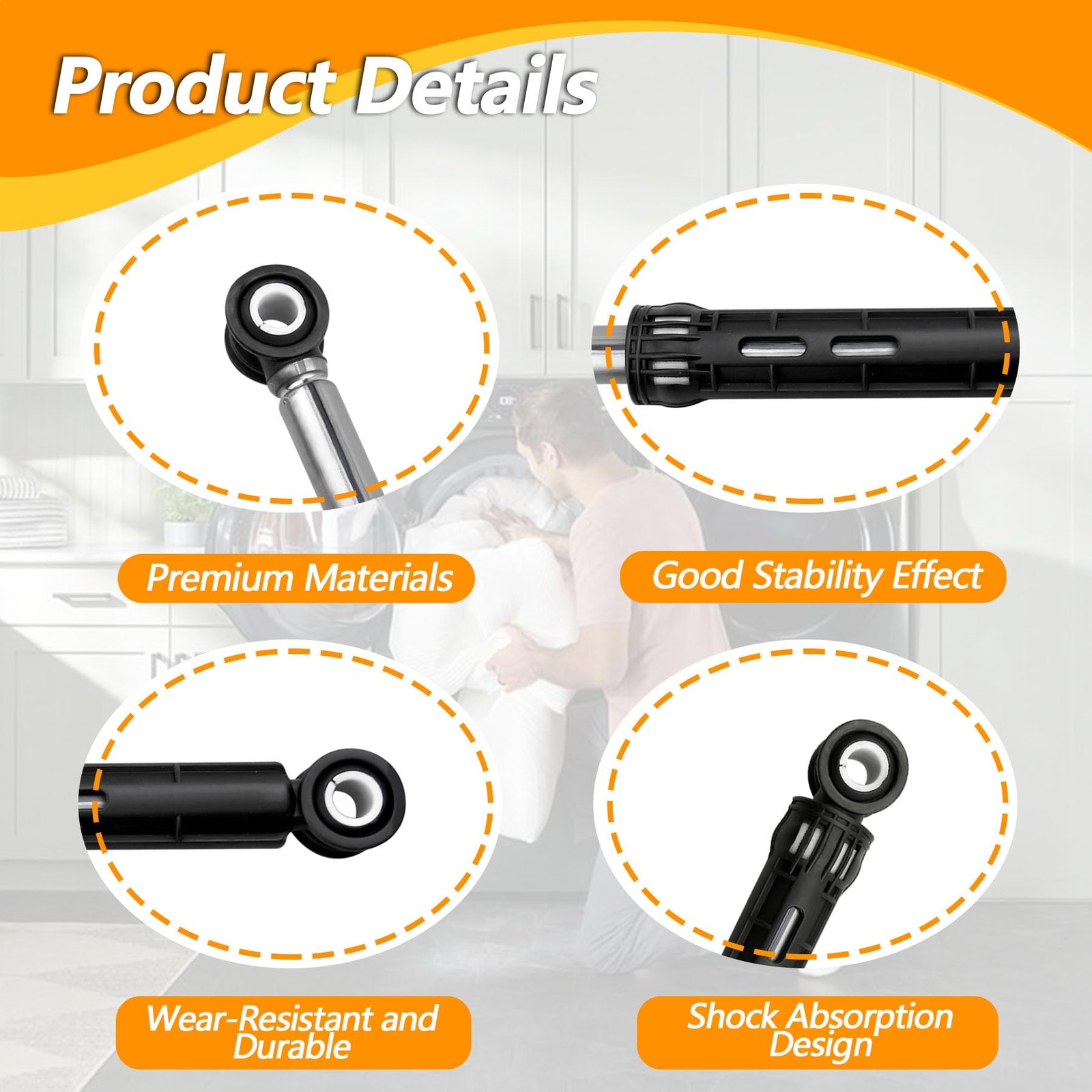 137412601 2 PCS Washer Shock Absorbers Fit for Electrolux WhiteWestinghouse, …