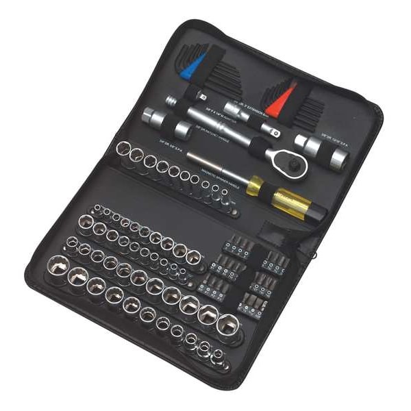 Westward 3Fe99 Socket Wrench Set, 1/4″, 3/8″ Dr, 102 Pc