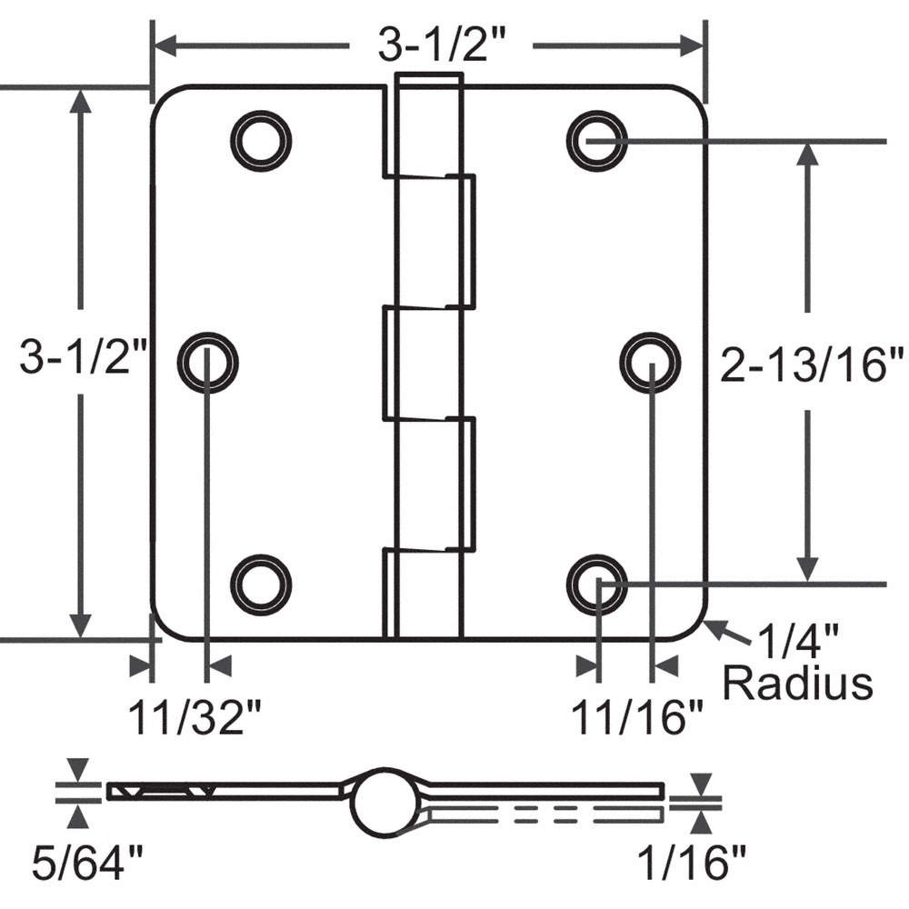 GRAINGER APPROVED 56-261SCHX Butt Hinge,Steel,100.0 lb Load Cap. 451K12