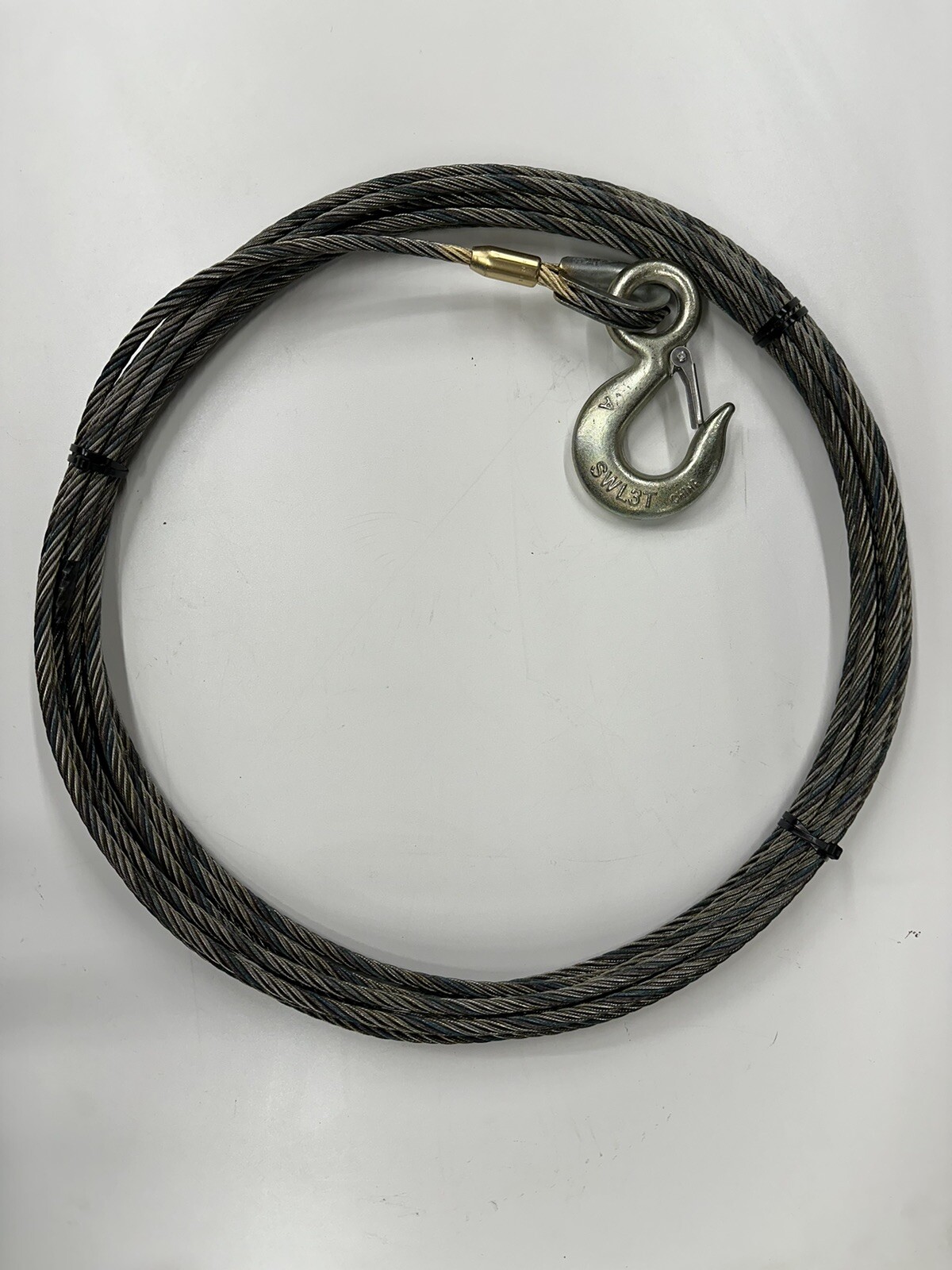 Eye Hoist Hook Winch Line 7/16” X 100’ Tow Truck Wrecker Cable Steel Core ®