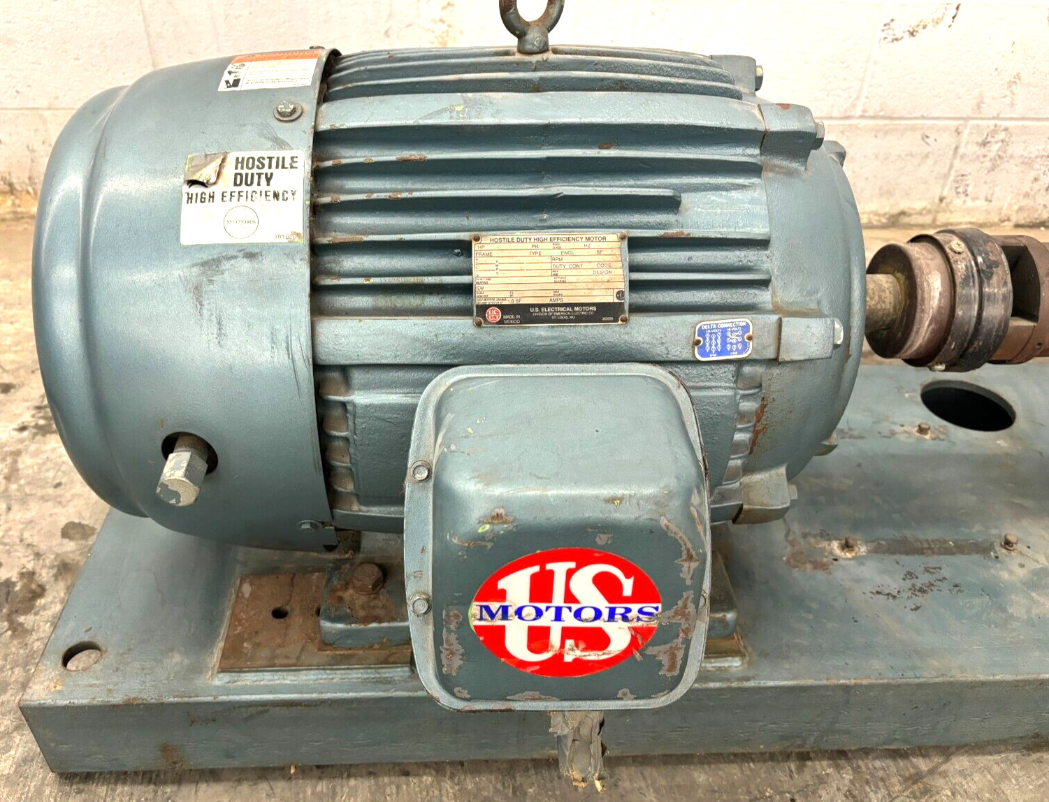 U.S. ELECTRICAL MOTORS 3 PHASE MOTOR WITH CARVER WKL50