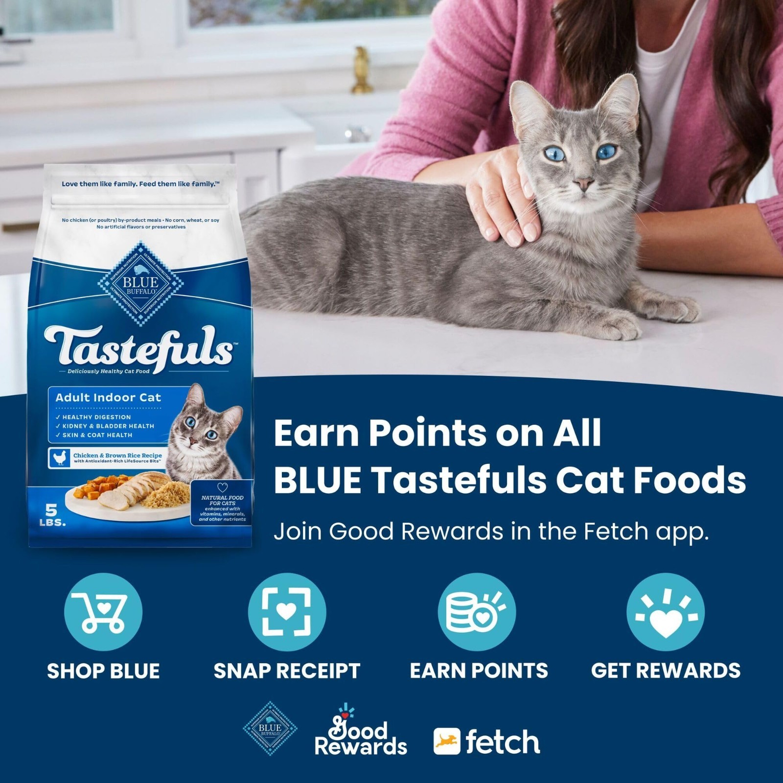 2PK -Blue Buffalo Tastefuls Kitten Dry Food – Natural, Chicken & Brown Rice, 7lb