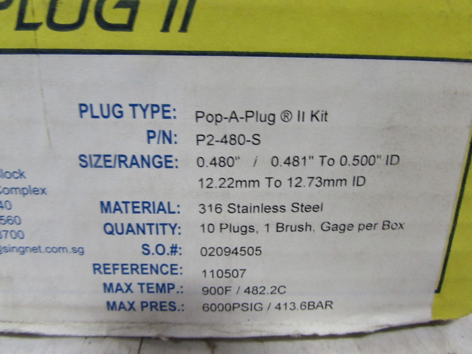 EST GROUP POP-A-PLUG II KIT P2-480-S TUBE PLUG NEW