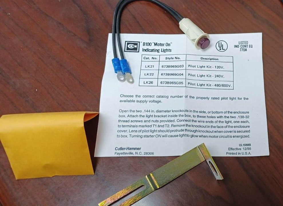 Cutler Hammer LK-21 673B965G03 Red Pilot Light Kit 120 Volt NEW IN BOX