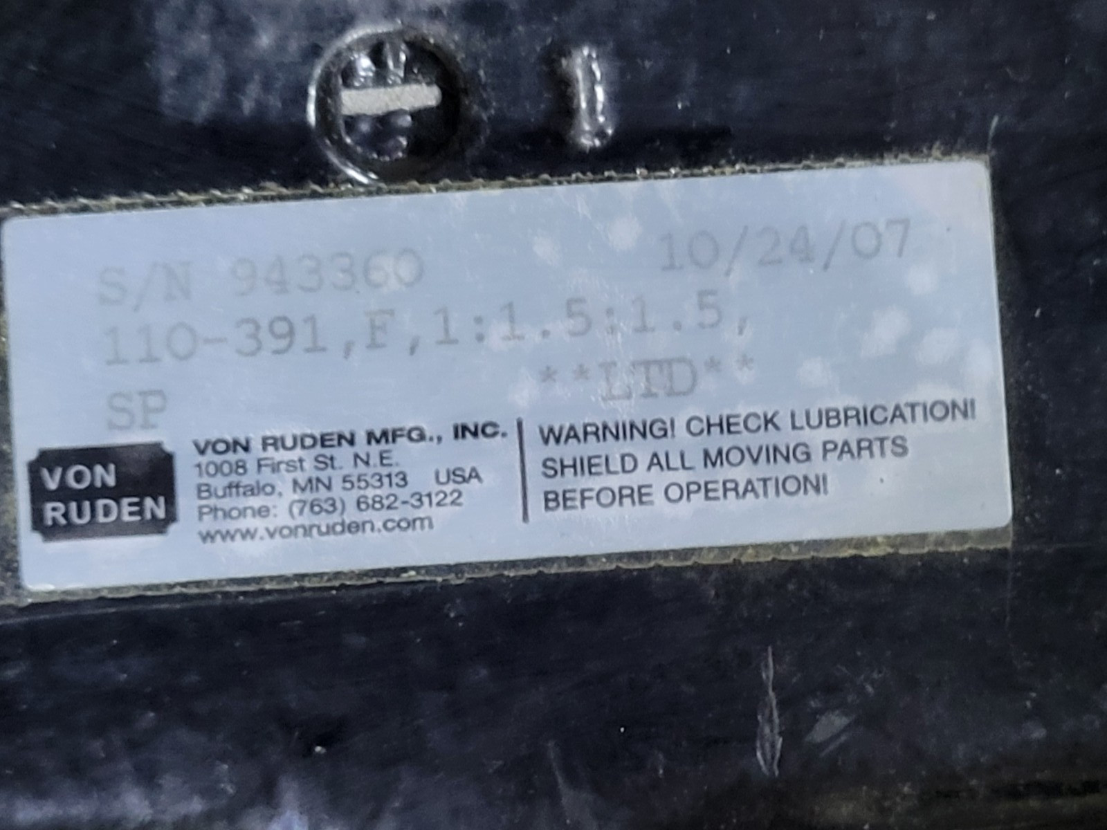 Von Ruden 1:1.5 Gear Box.