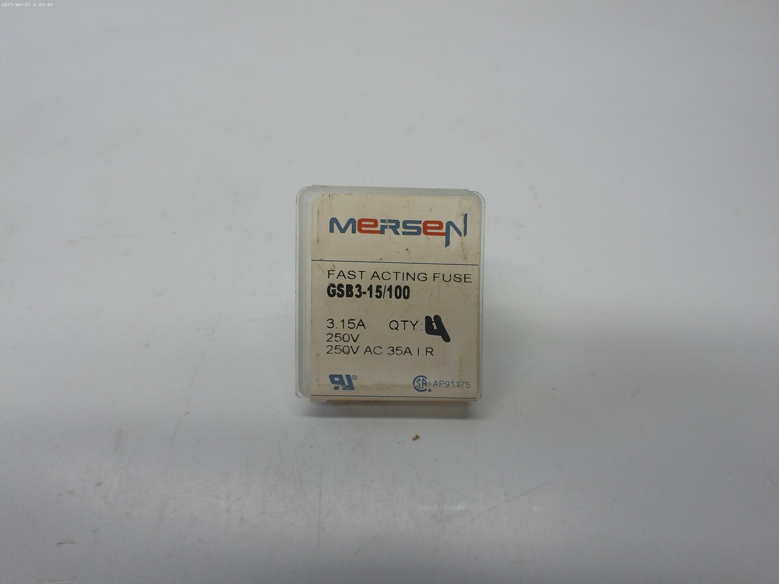 MERSEN GSB3-15/100 FUSE PKG OF 4 NSMP