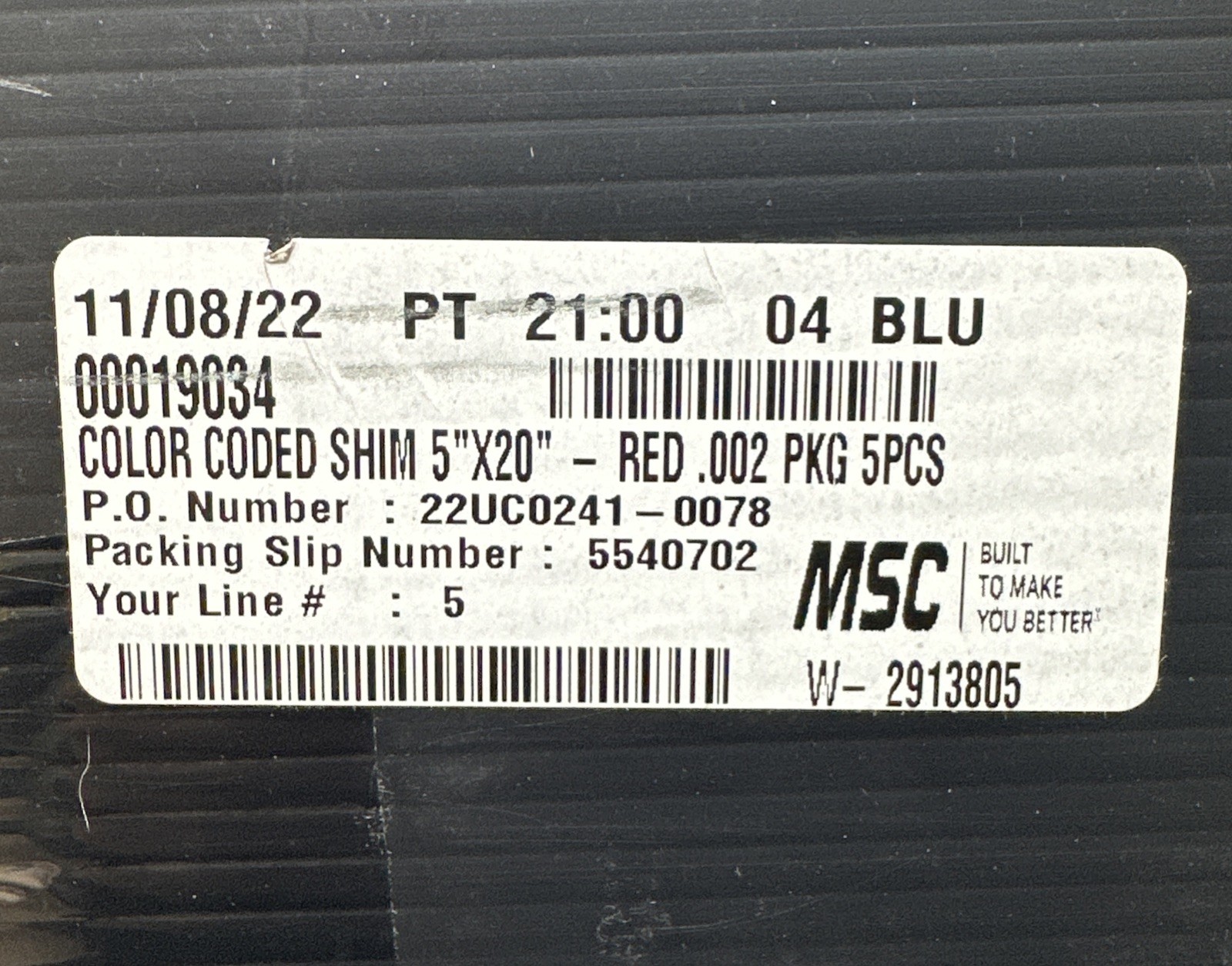 (9) Maudlin PL5-002P Red Plastic Shim Stock Sheets, 5×5″W x 20″L x 0.002″ Thick