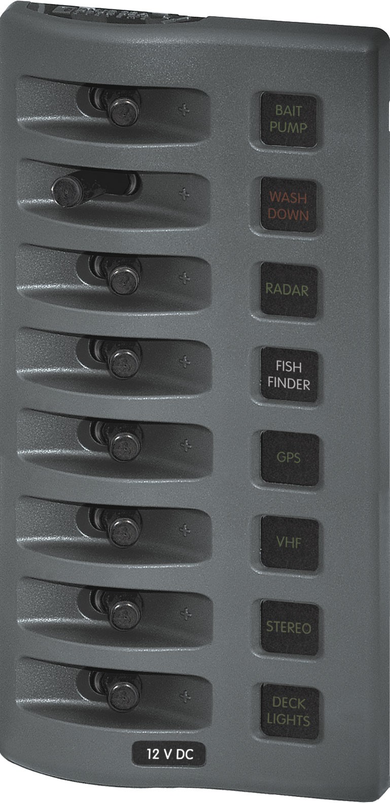 Blue Sea – 4308B-BSS Panel WD 12VDC fused 8 pos gray (1EA)