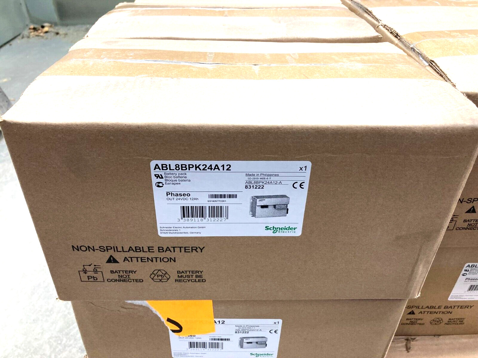 Schneider ABL8 BPK24A12 Power Supply Phaseo Battery Pack 24VDC 12Ah – Sealed