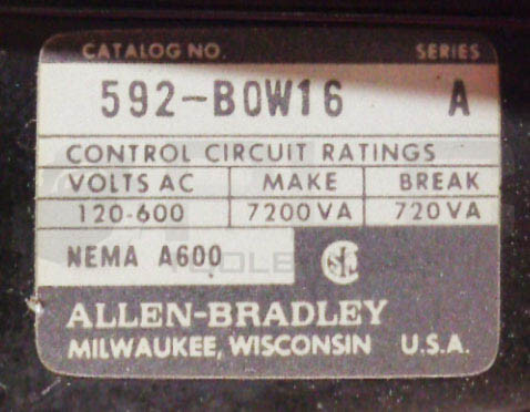 ALLEN BRADLEY 509-B0D CONTACTOR 509-BOD W/CB236 592-B0W16 /A *READ*
