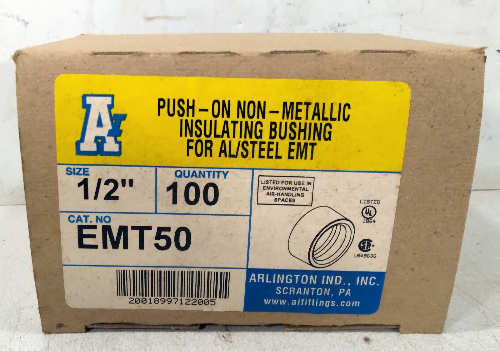 1 NEW BOX (100 PIECES) ARLINGTON EMT50 INSULATING BUSHINGS NIB ***MAKE OFFER***