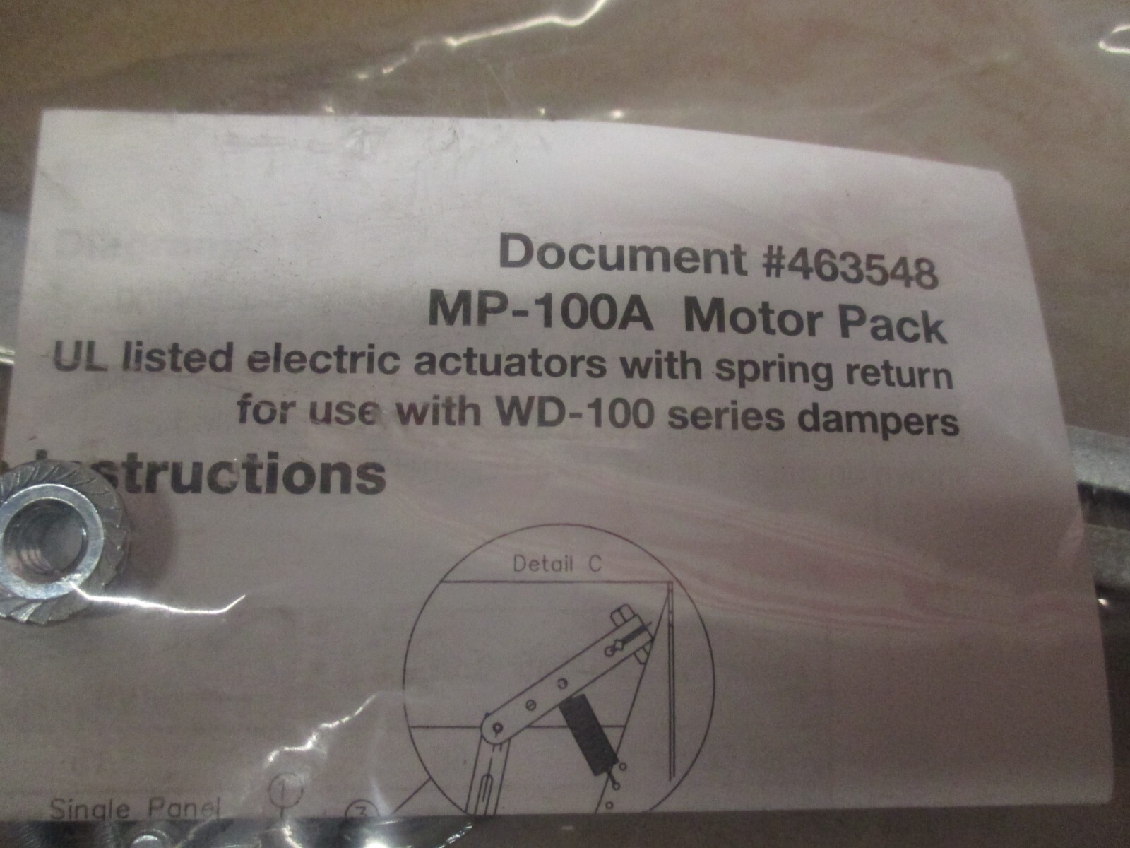 GREENHECK 826840 ASM, MP100A – 110-120 VOLTS, MODEL G110-240 DAMPER NOS