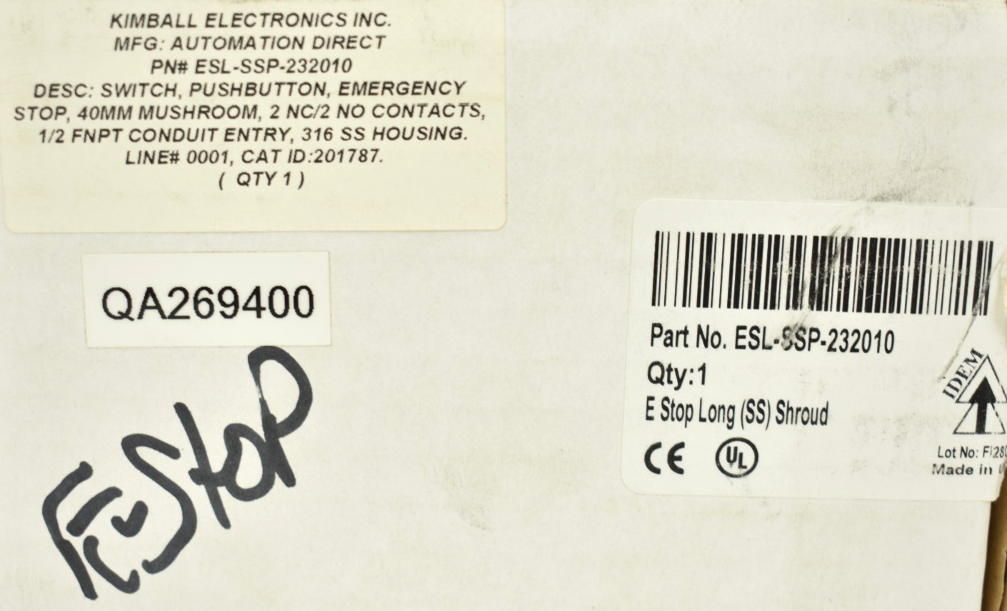 NEW IDEM ESL-SSP-232010 Emergency Stop Safety Switch 316 SS IP69K 2NC 2NO