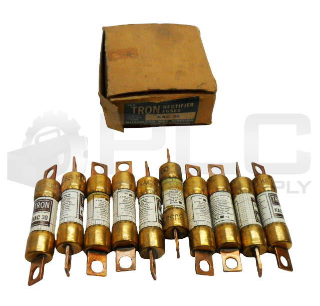 NEW BOX OF 10 BUSSMANN KAC30 TRON RECTIFIER FUSE 30A 600V *READ*