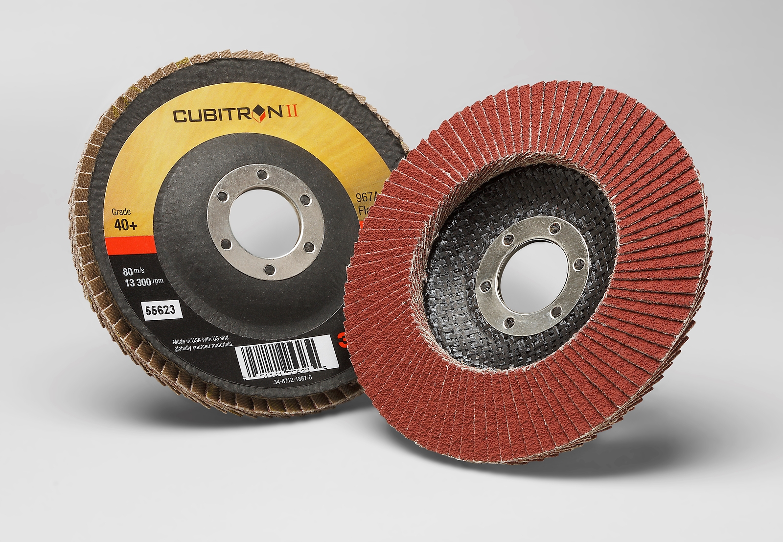 3M Cubitron II Flap Disc 967A, T29, 4-1/2 in x 7/8 in, 40+ Y-weigh (Case of 10)