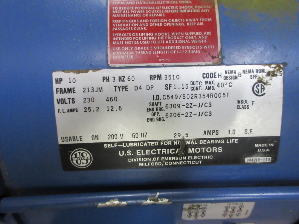 US Electrical Motors C549/S02R354R005F Motor 89-06397