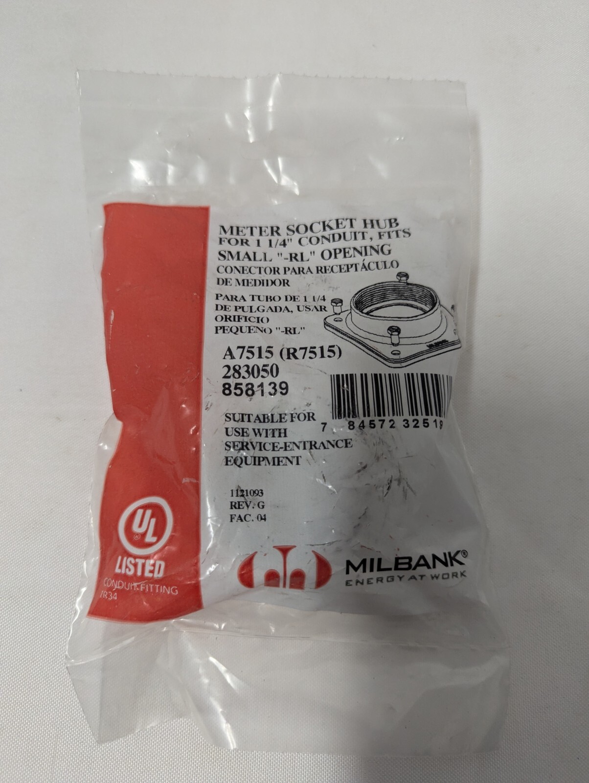 Milbank A7515 Aluminum Screw Mount Meter Socket Hub For 1 1/4 ” Conduit New