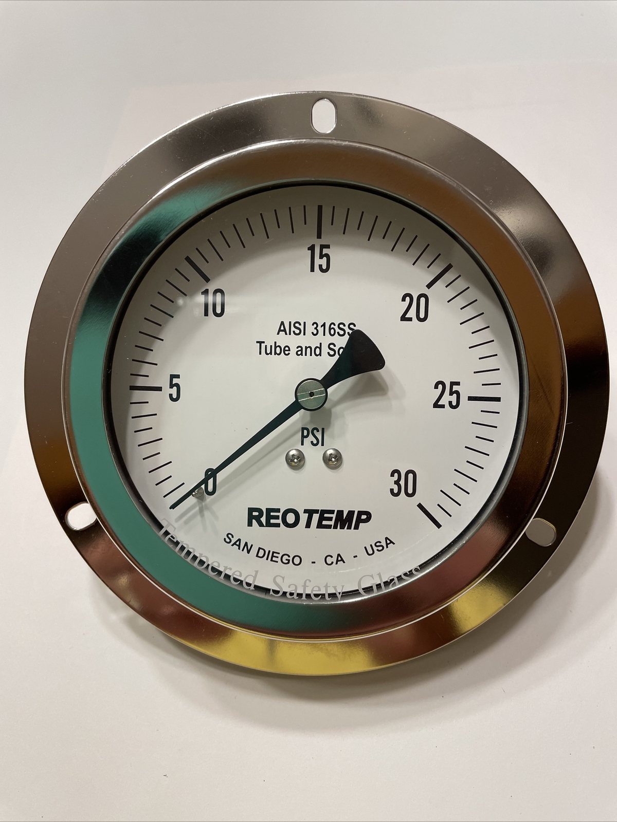 NEW REOTEMP AISI 316SS TUBE AND SOCKET 30 PSI PRESSURE GAUGE