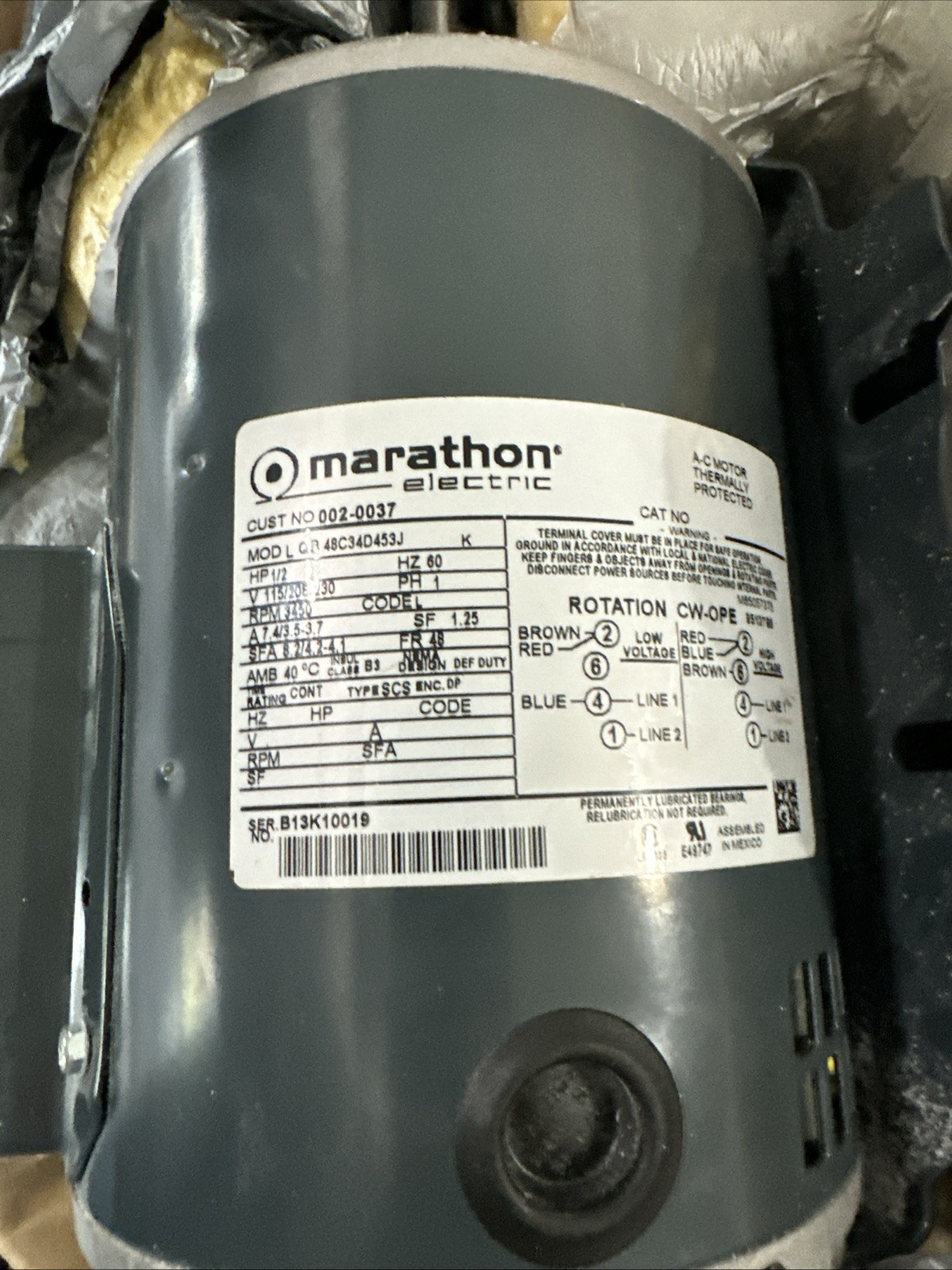 Handler 1/2 HP Dental Suction Motor New! P60U-01.