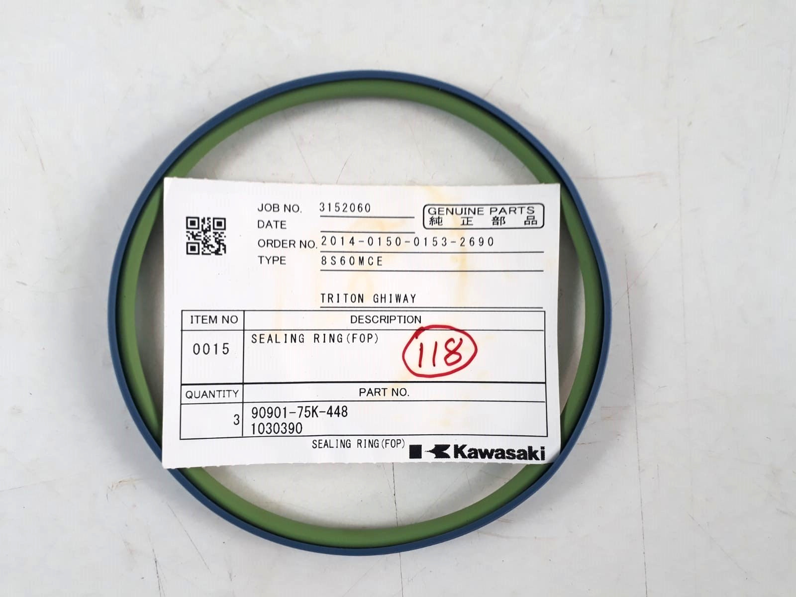 Sealing Ring (FOP) P/N 90901-75K-448 1030390 For Kawasaki 8S60MCE Parts