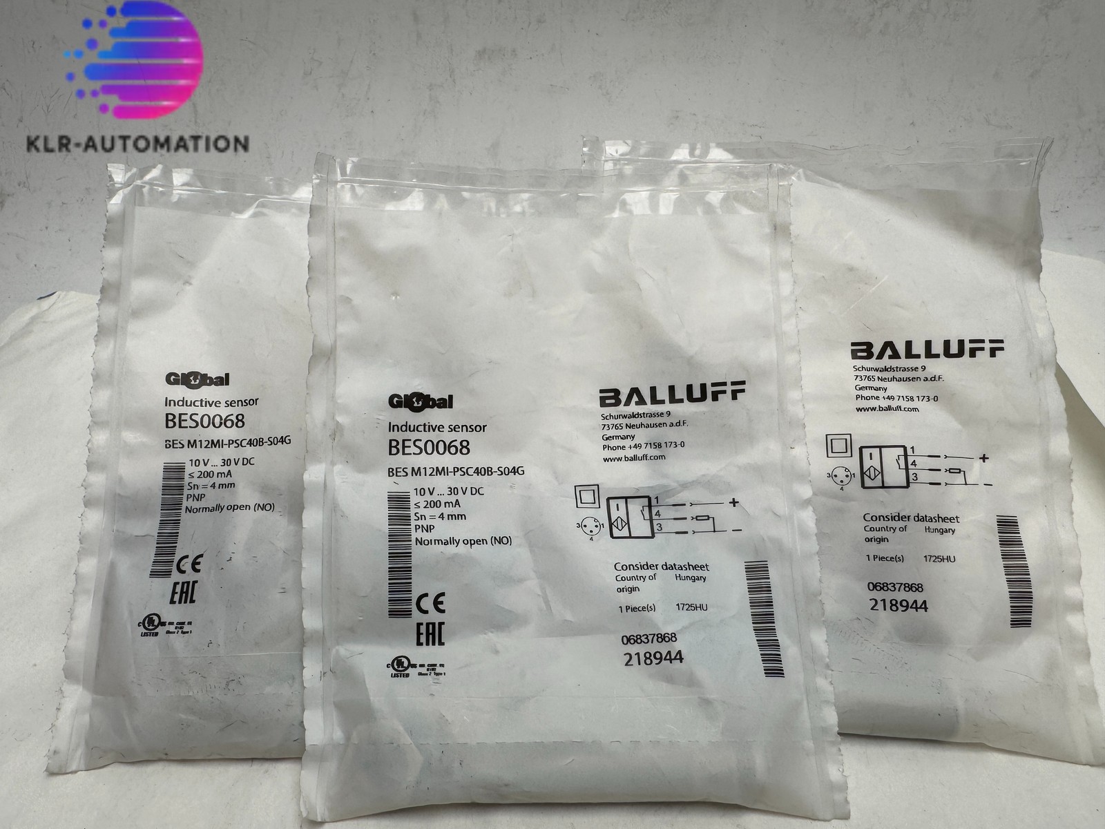 Balluff BES0068 Inductive Sensor BES M12MI-PSC40B-S04G 10-30V DC PNP NO x3