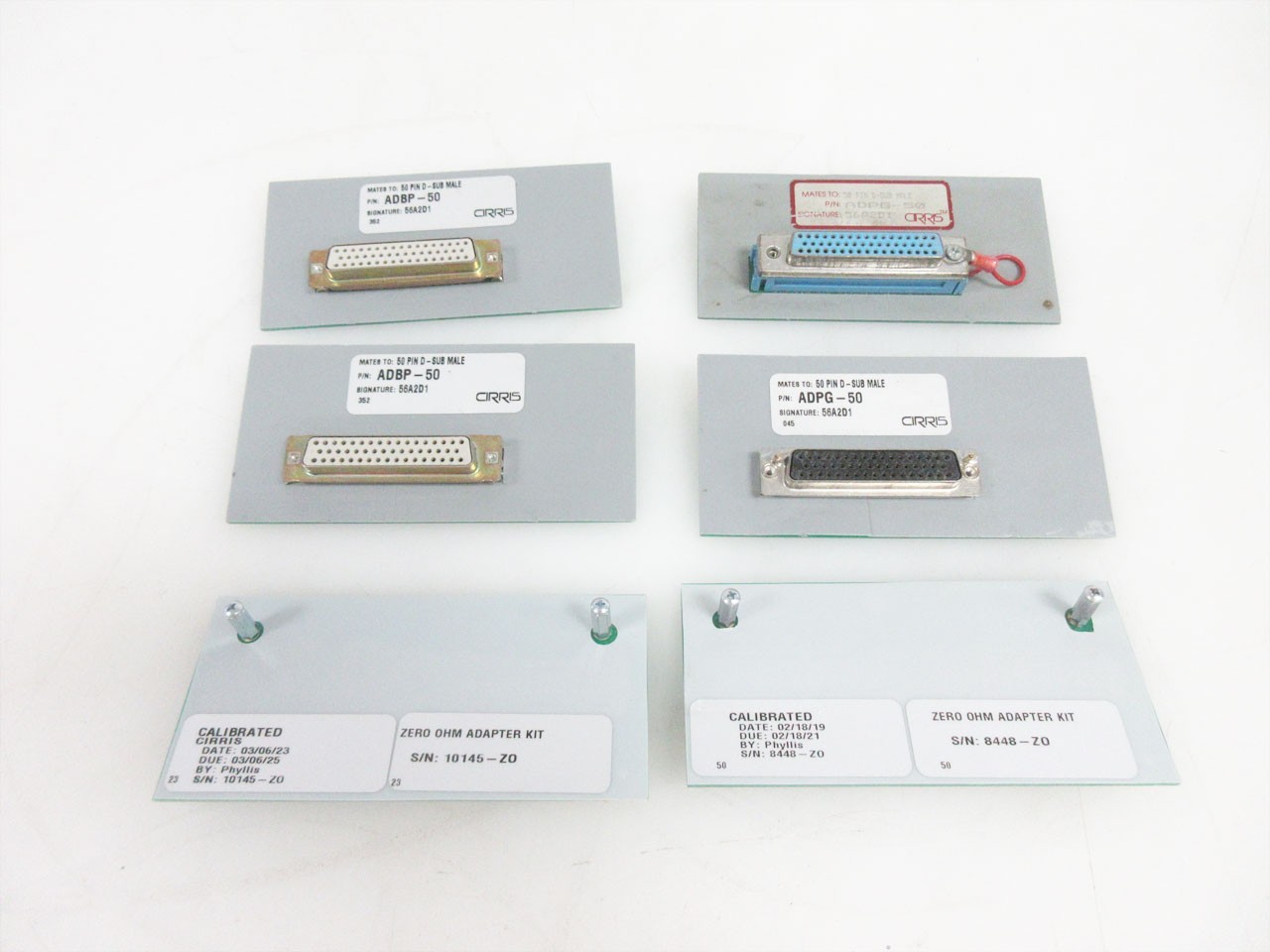 LOT OF SIX CIRRIS ADAPTERS ADPG-50 ADBP-59 ZERO OHM ADAPTER
