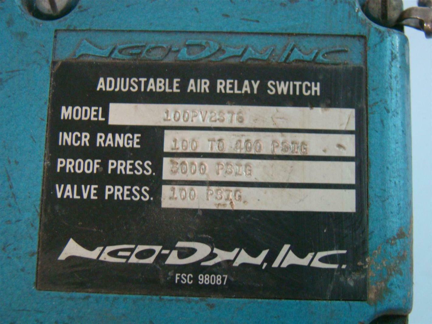 Neo-Dyn 100 to 400 PSIG Air Relay Switch 100PV2S76